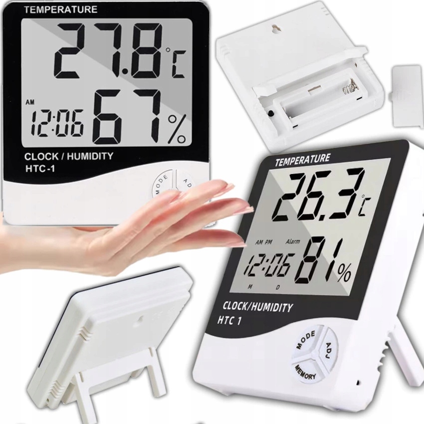 Stacja Pogody Termometr Higrometr Zegarek Data Zegar LCD pokojowy 5w1