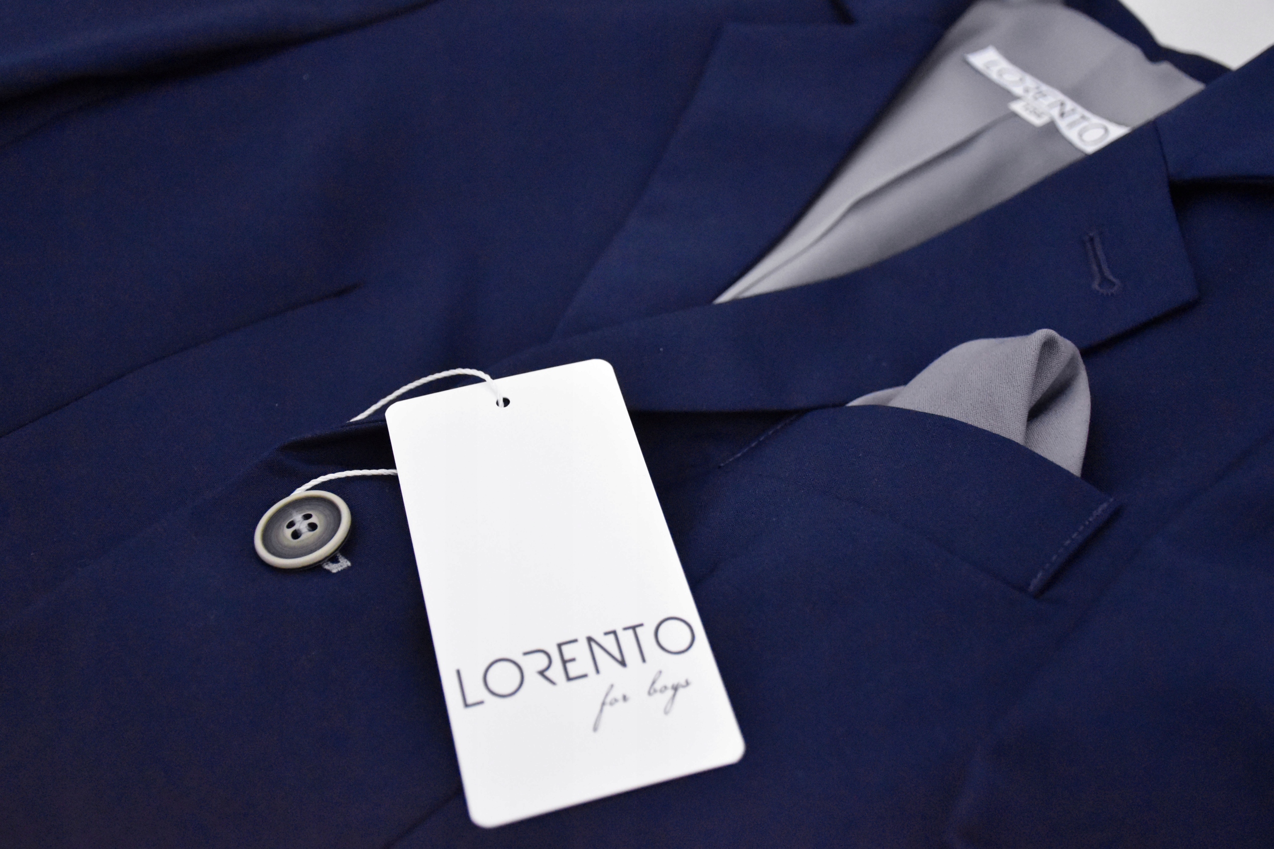 GARNITUR CHŁOPIĘCY granatowy Lorento elegancki na podszewce 110 slim Rozmiar 110