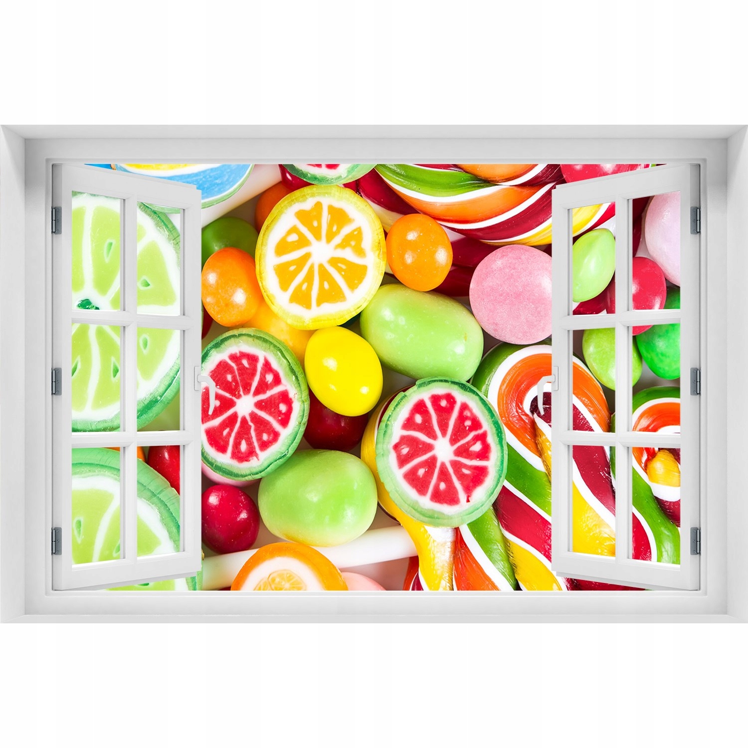 

3D Okno Naklejka ścienna Kolorowe cukierki 150x100