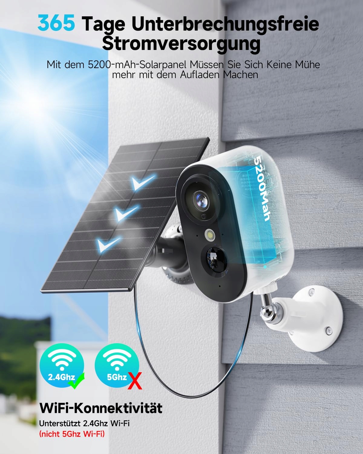 PESAIR 2K Solar WiFi Outdoor Camera with Color Night Vision — miniatura 2