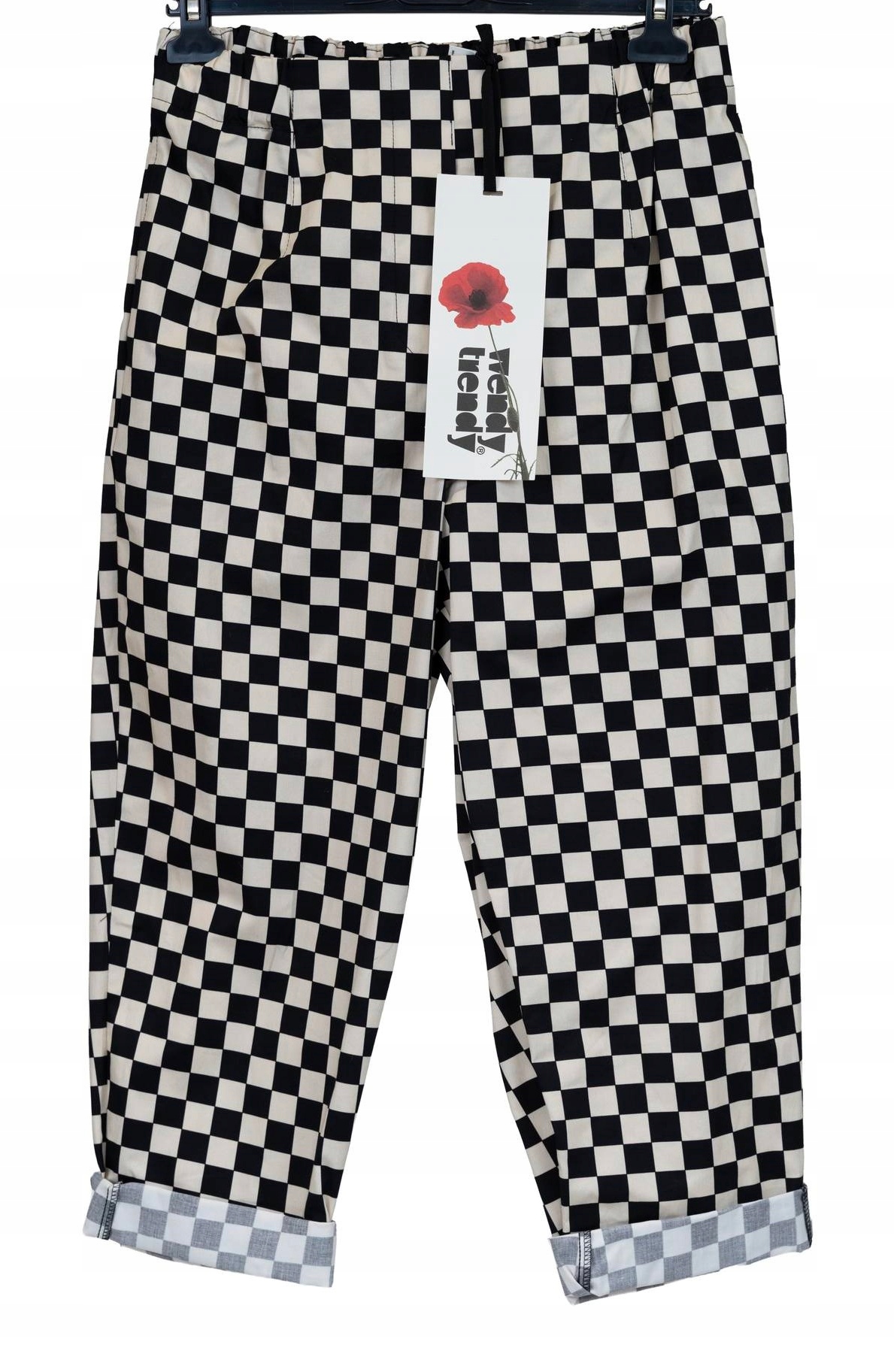 Wendy Trendy spodnie szachownica kratka Uni do 40/42 XL Italia bawełna