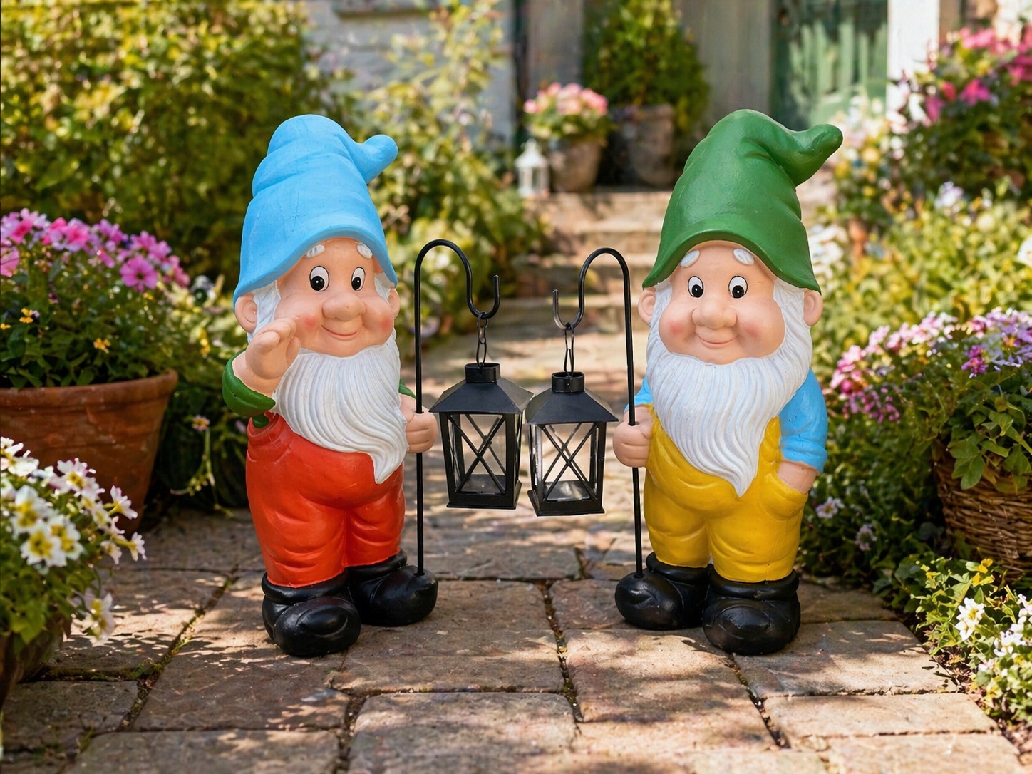 Figurki ogrodowe Krasnale Do Ogrodu Zestaw 2 sztuk x 38 cm krasnal