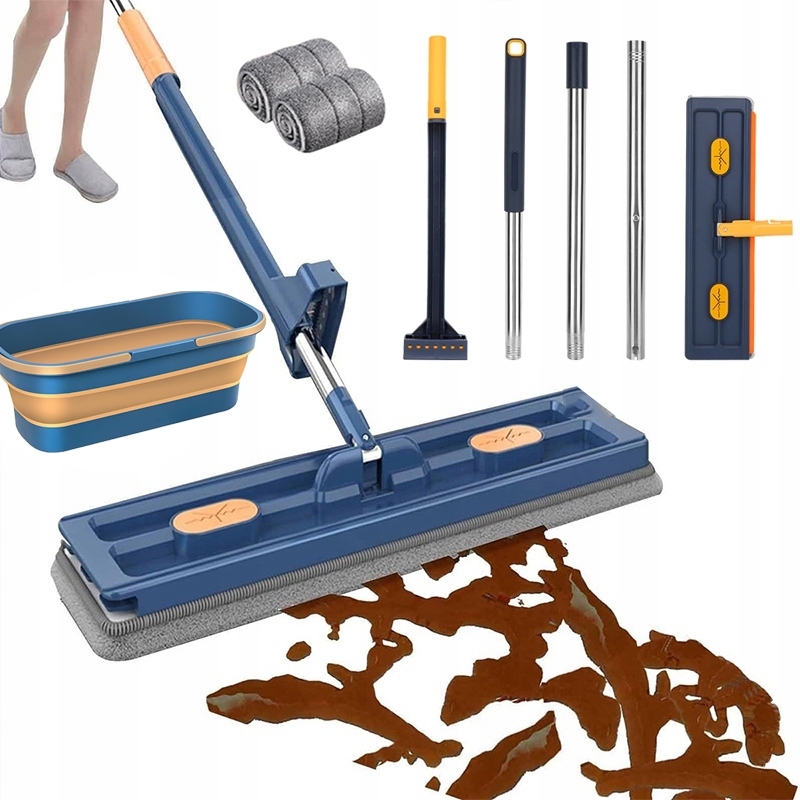 Mop+odšťavňovač S Skládacím Kbelíkem Ultramop Plochý Otočný 2 Nástavce