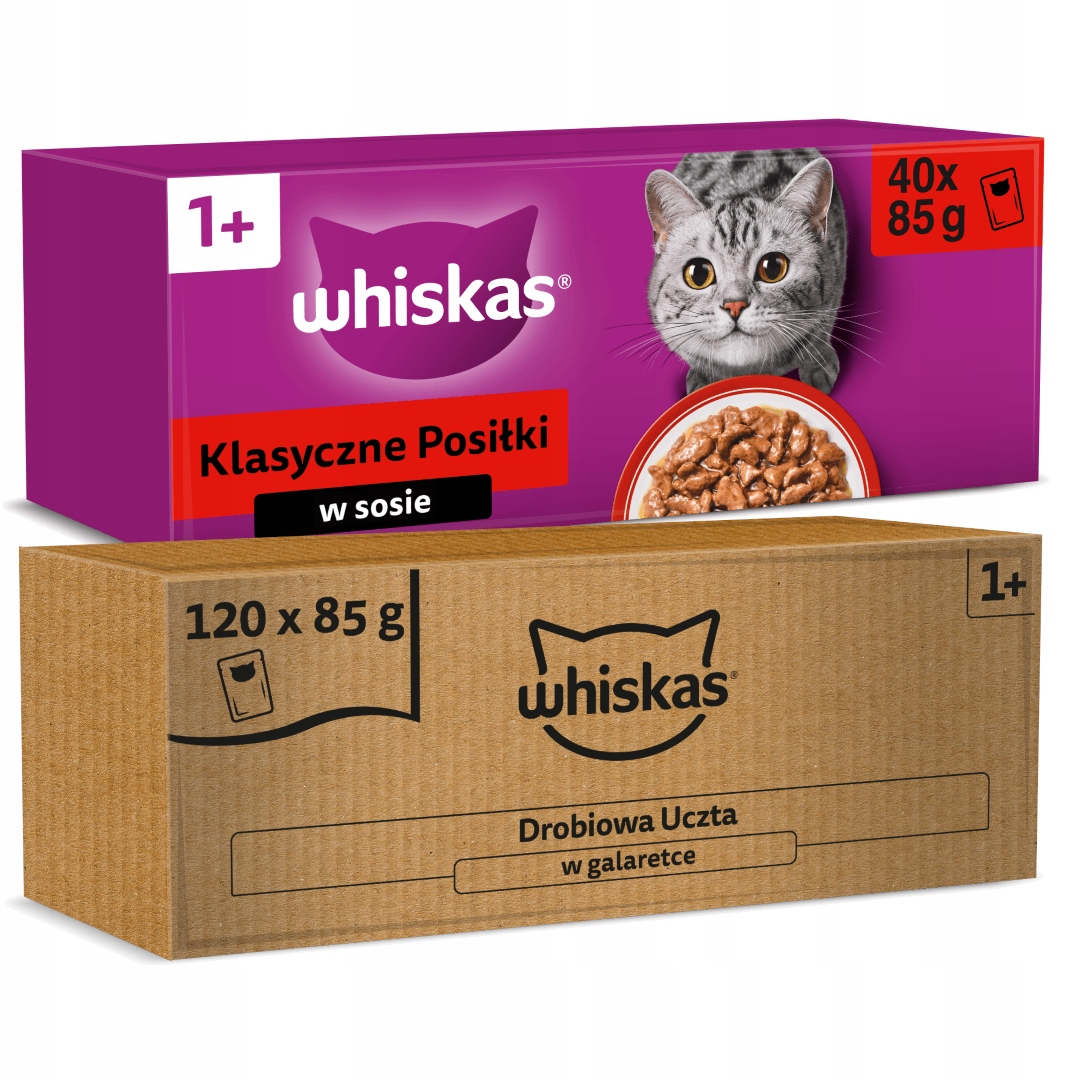 Whiskas 160x85g Karma Kota Drobiowa Uczta Galaretka Klasyczne Posiłki Sos