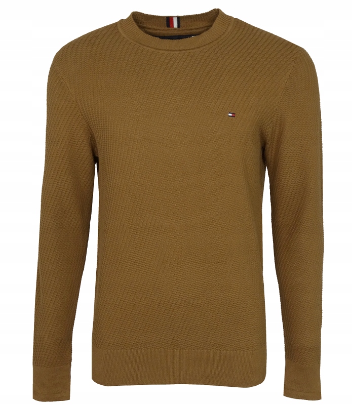 Tommy Hilfiger pánský bavlněný svetr, hnědý, XXL