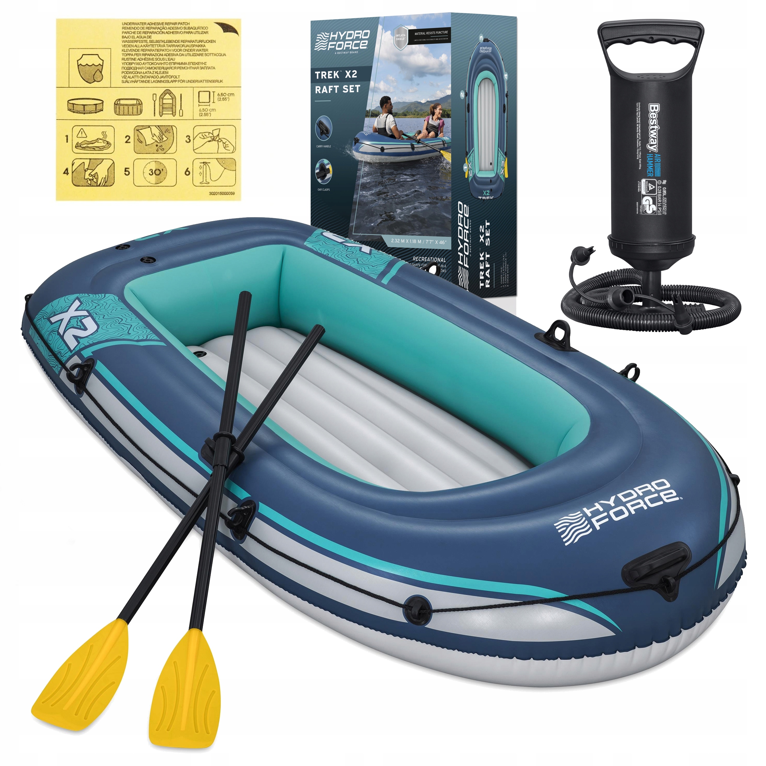 Raft Pro Plavání Matrace Nafukovací Bestway 61153 232 CM Pumpička na pádlo