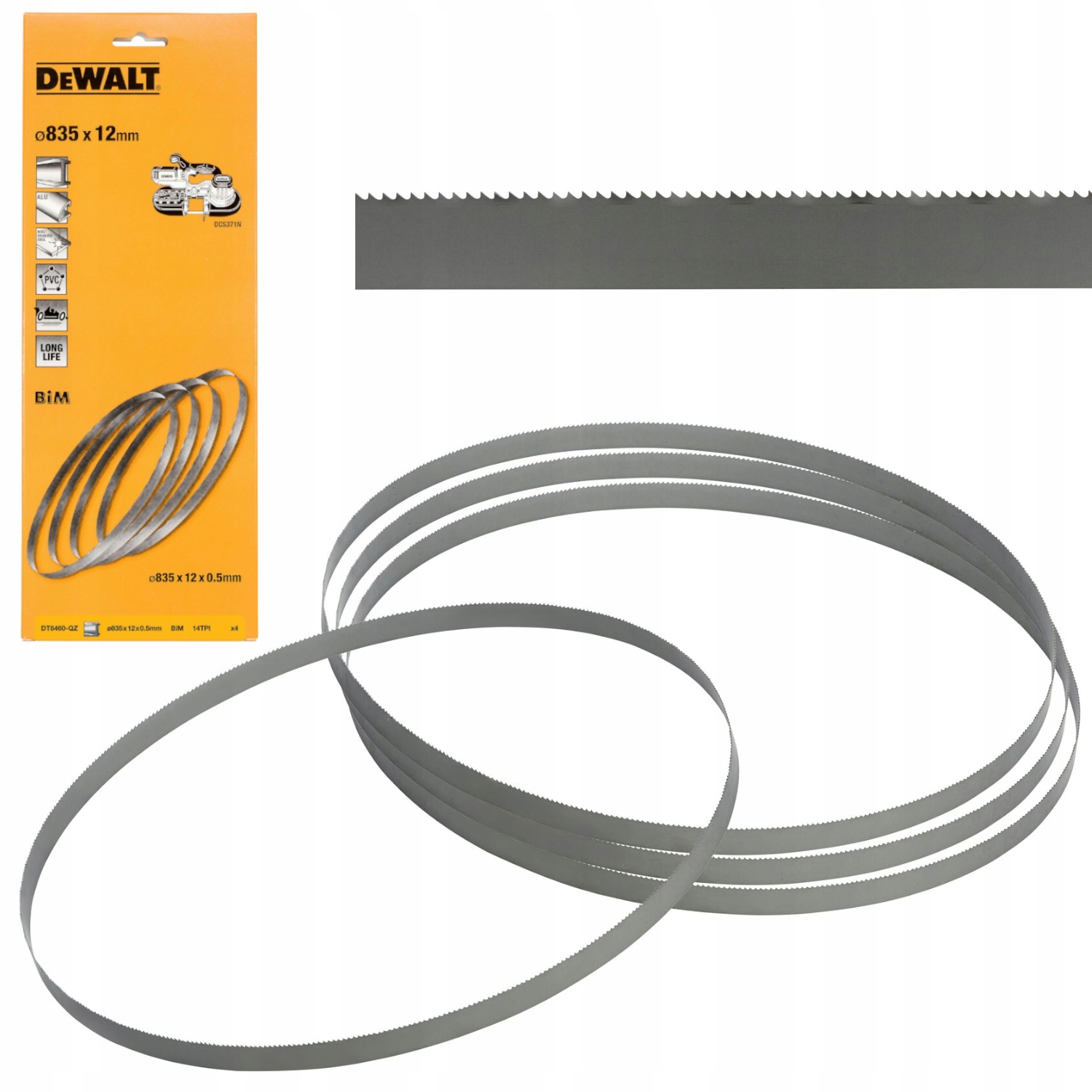 DeWALT DT8460 Zestaw Brzeszczotów do pilarki taśmowej 4szt. 835mm 14TPI