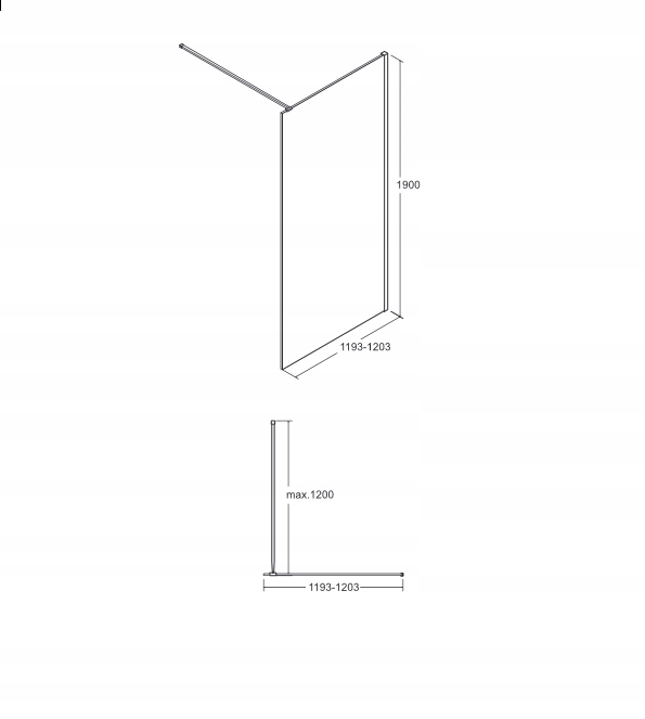 WALK IN 120 cm SZYBA 8mm BESCO CZARNA RAMKA Szerokość produktu 120 cm