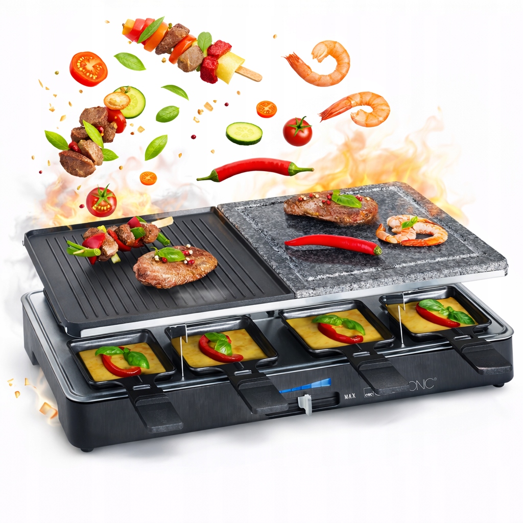 Clatronic Rg 3518 Grill Elektryczny Raclette 8 osoby kamień patelnie