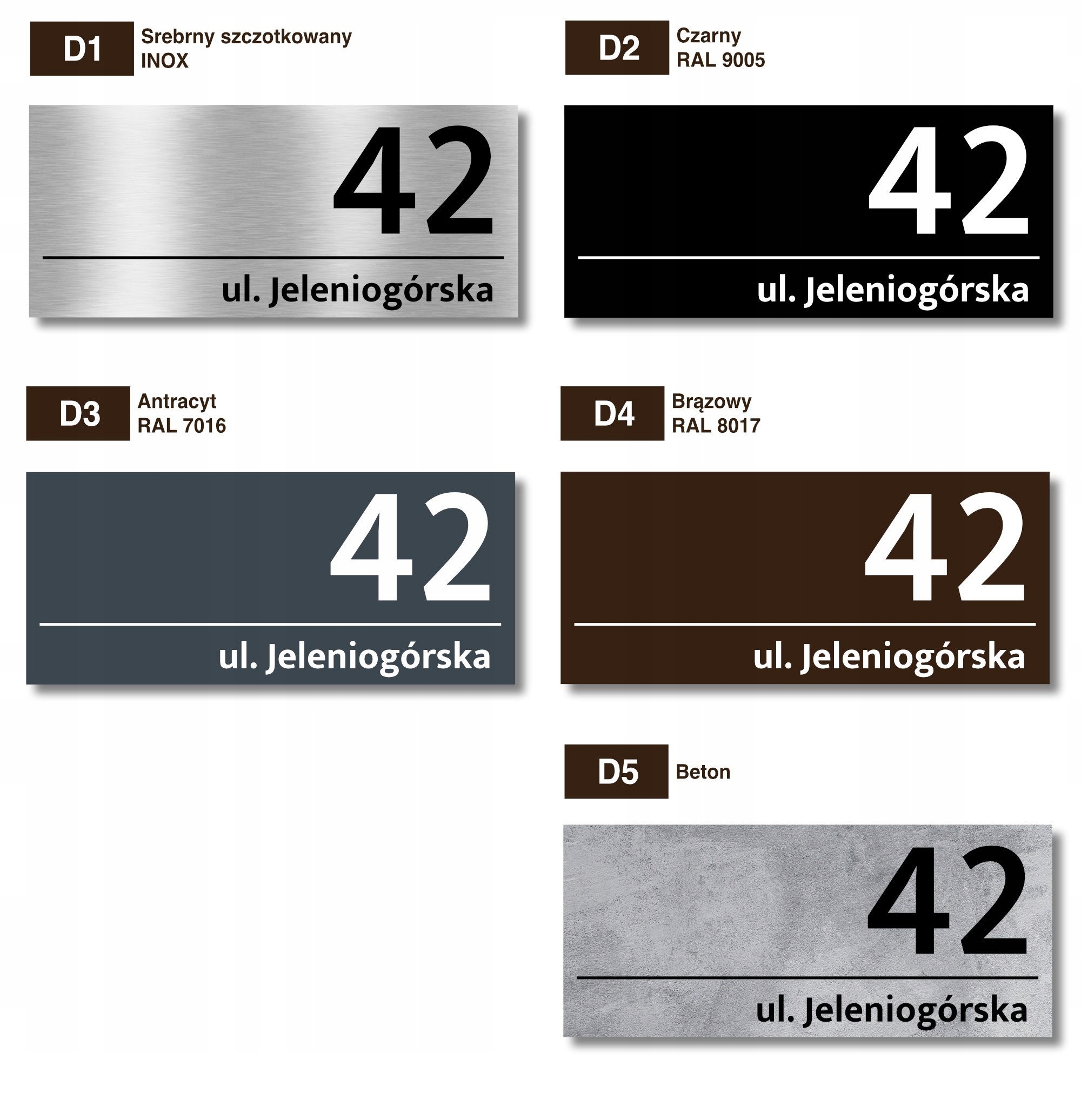 tabliczka tablica ADRES numer domu 46x20 aluminium Grubość 3 mm