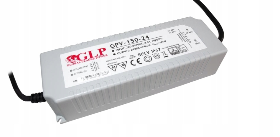 Napájecí zdroj Glp Gpv 24V/6A, výkon 144 W, IP67, GPV-150-24
