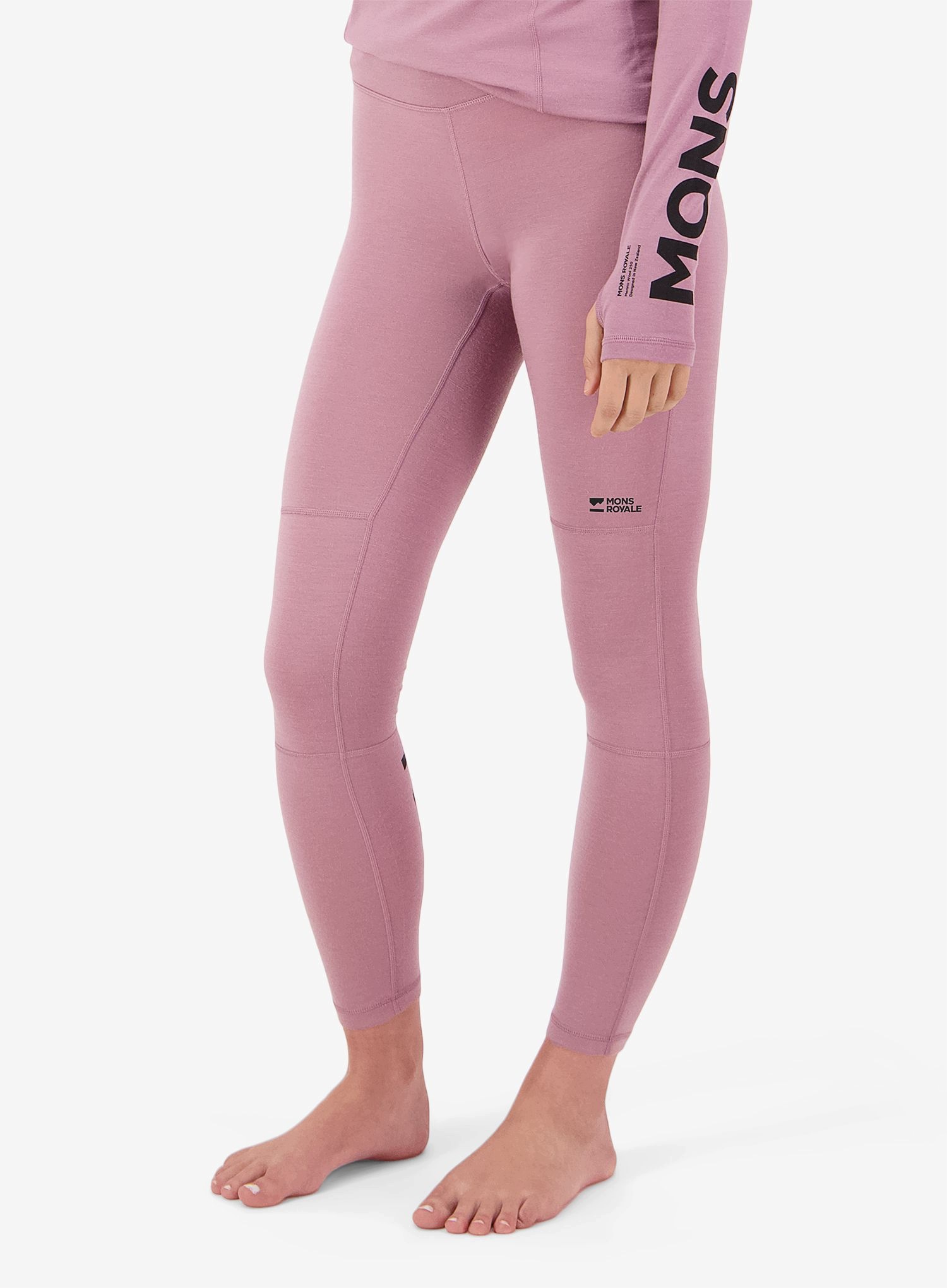 Legginsy termoaktywne damskie Mons Royale Olympus Merino Bl sier. pink S