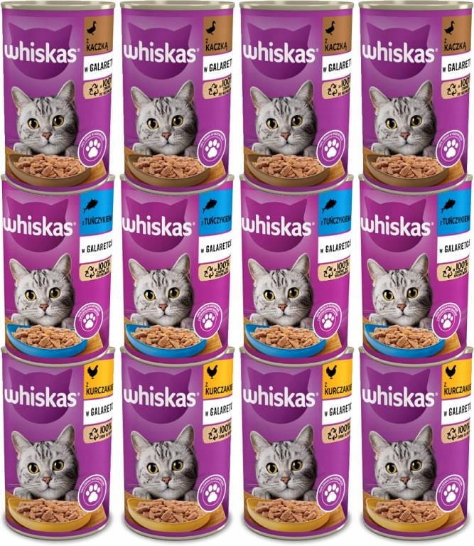 Levně Whiskas Cat Adult Krmivo mokré MIX Chutí v želé pro kočky 12x400 g