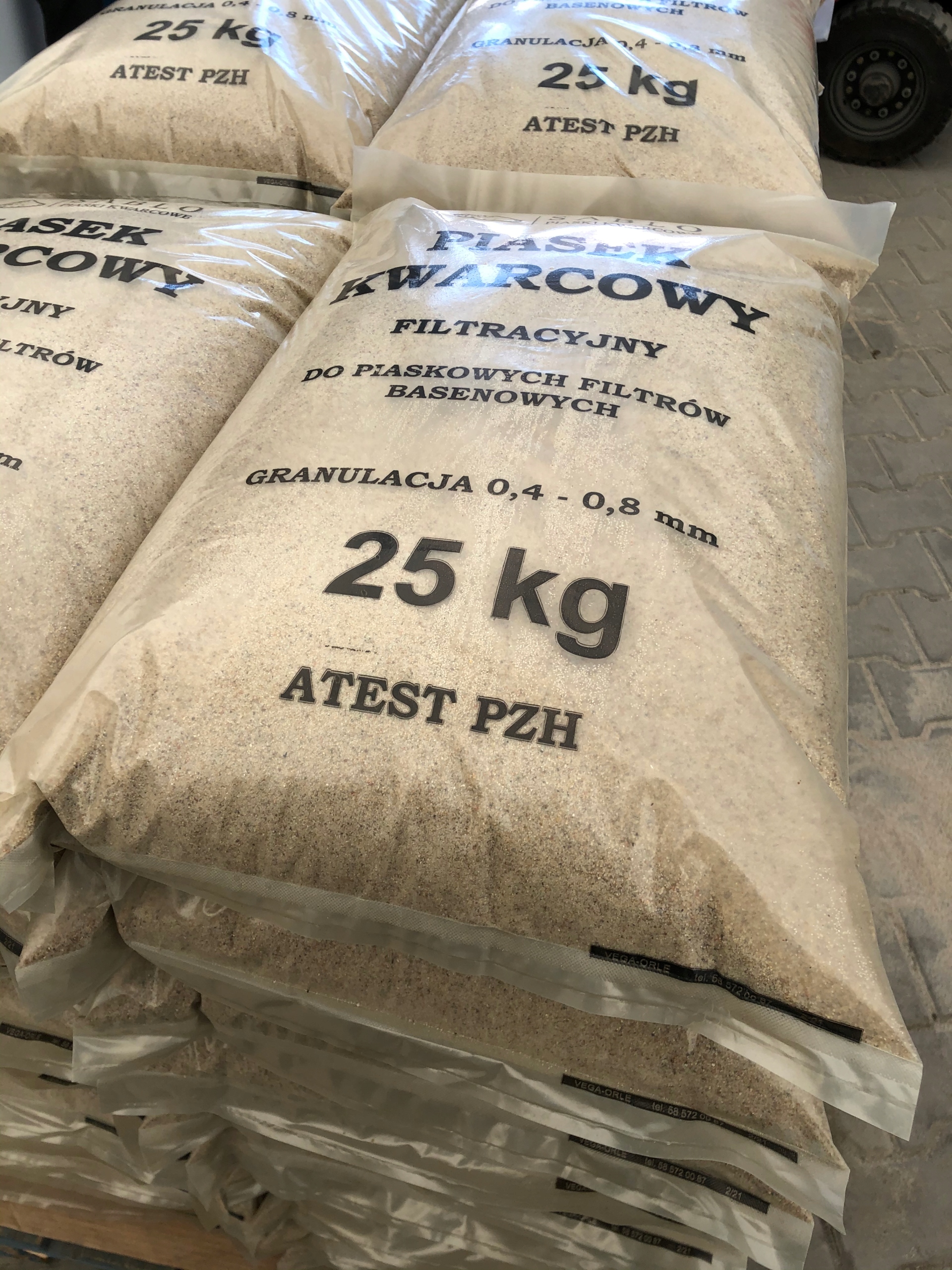 PIASEK POMPY BASENOWEJ PIASKOWEJ KWARCOWY PZH 25kg Marka Sablo