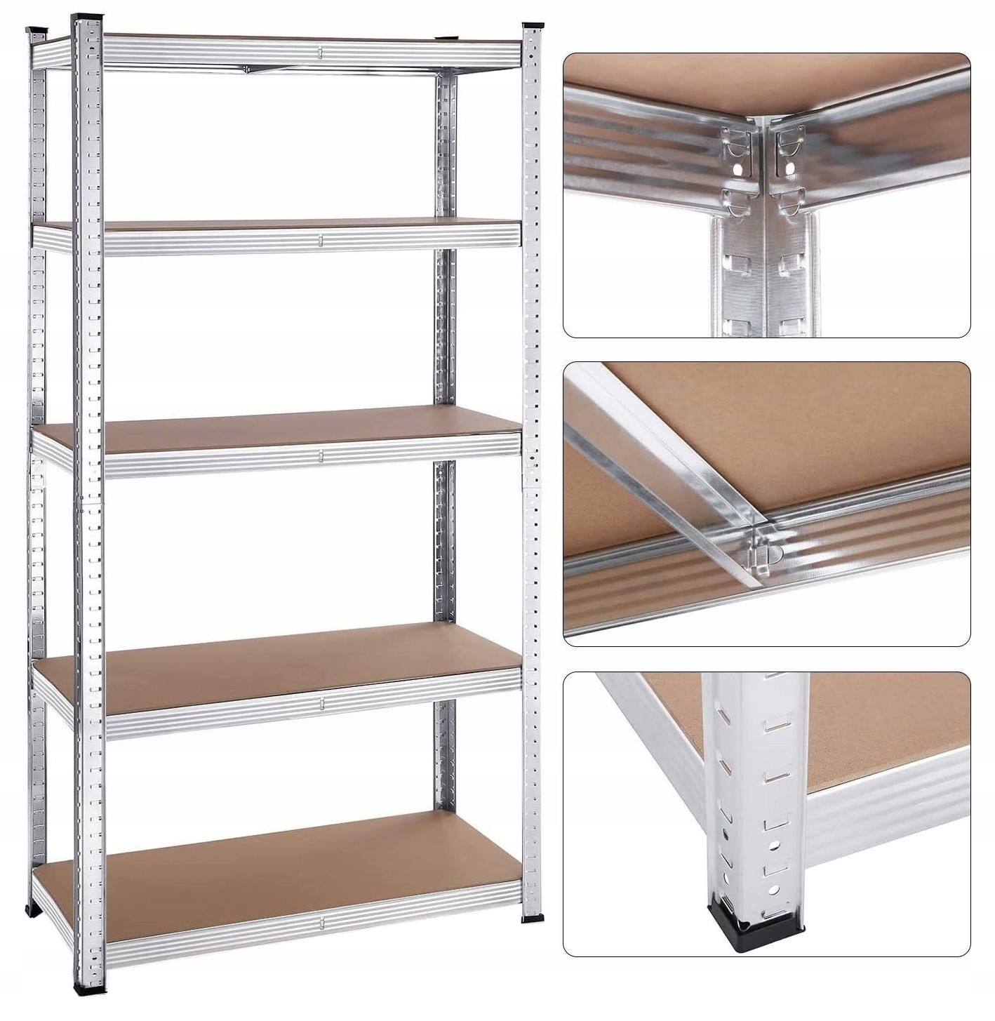

Regał Magazynowy Metalowy 180 x 90 x 40 cm Srebrny