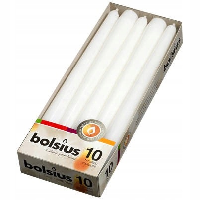 

Świece stołowe Bolsius Szpica 245/24 10sztuk białe