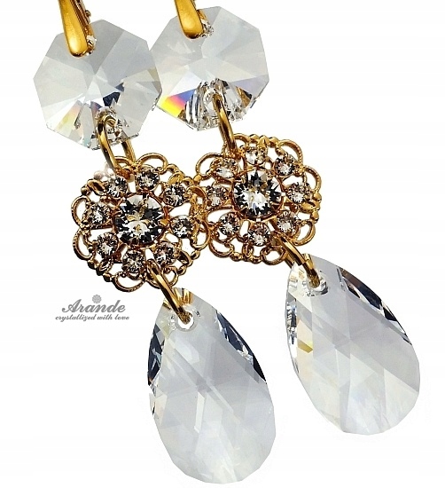 Krásné krystaly Náušnice Crystal Feel Gold