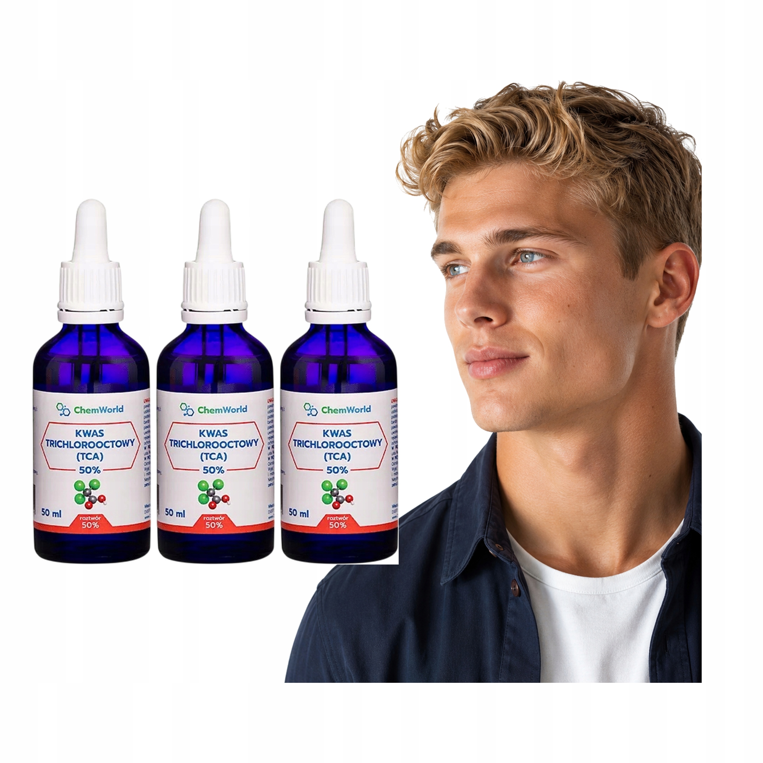 3x Kwas Trichlorooctowy Chemworld Tca 50% Peeling 50 ml Pipeta Cas 76-03-9