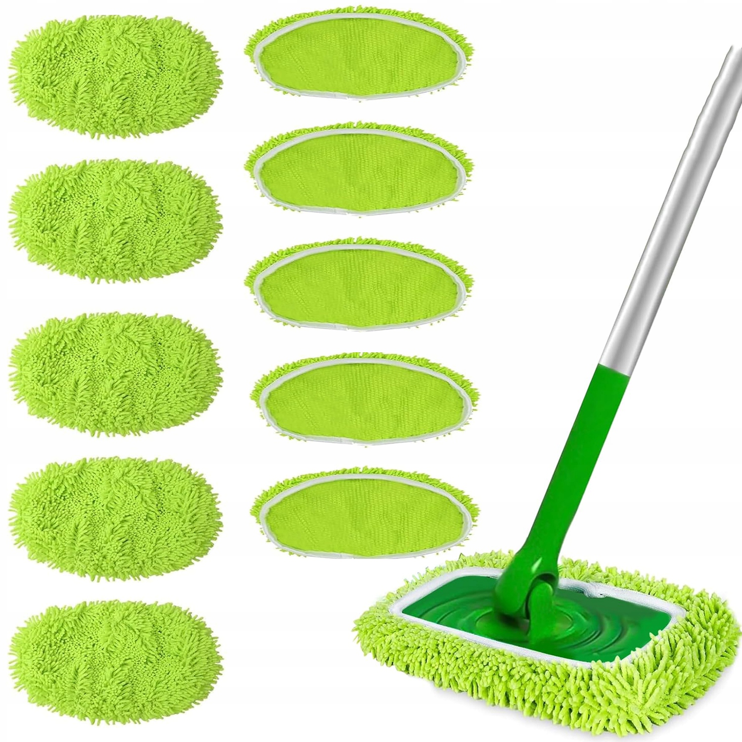 Levně Balení 10 utěrek na podlahu pratelné, opakovaně použitelné žlutozelené