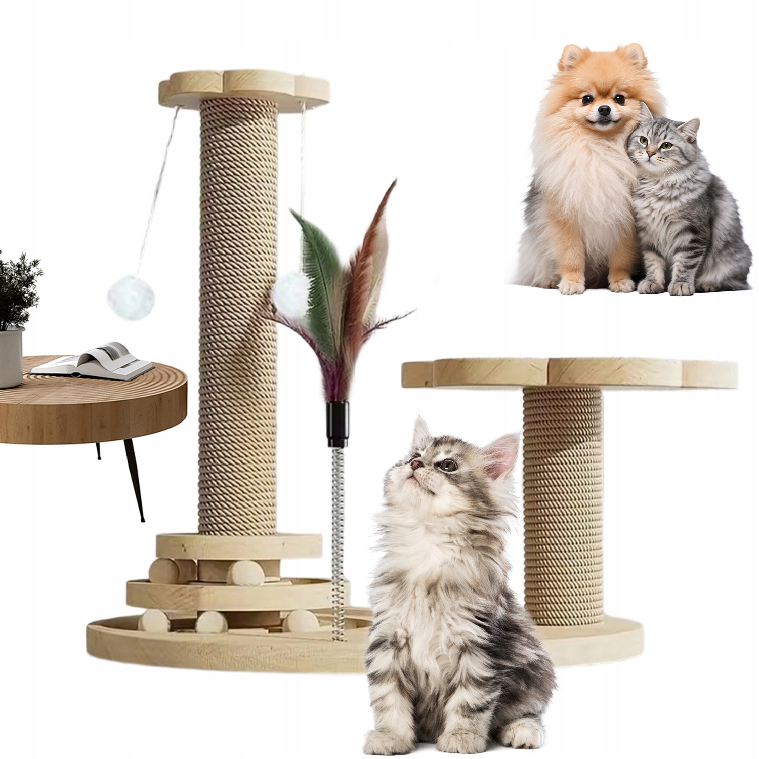 Levně Hračka Pro Kočky 4V1 Škrabadlo Pro Kočky Žebřík Pro Kočky Míčky Pro Kočky