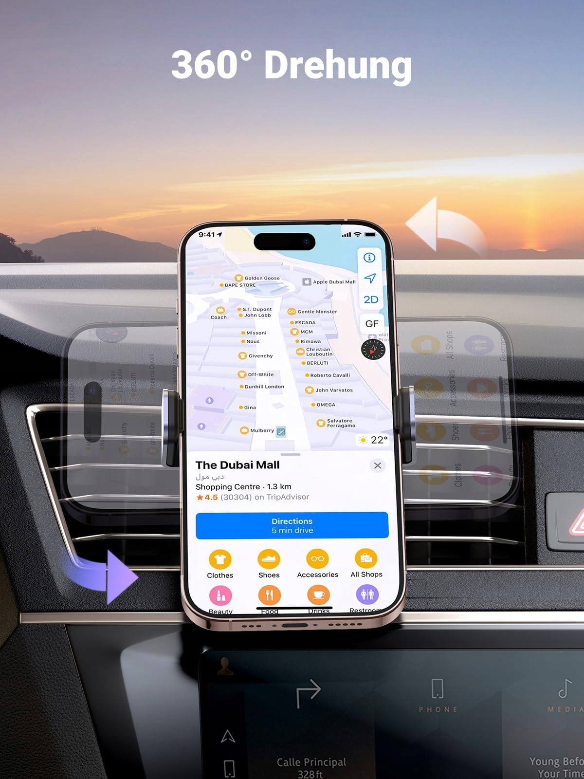 UGREEN Uchwyt Samochodowy Do Telefonu 360 Stopni iPhone Samsung Huawei — miniatura 6