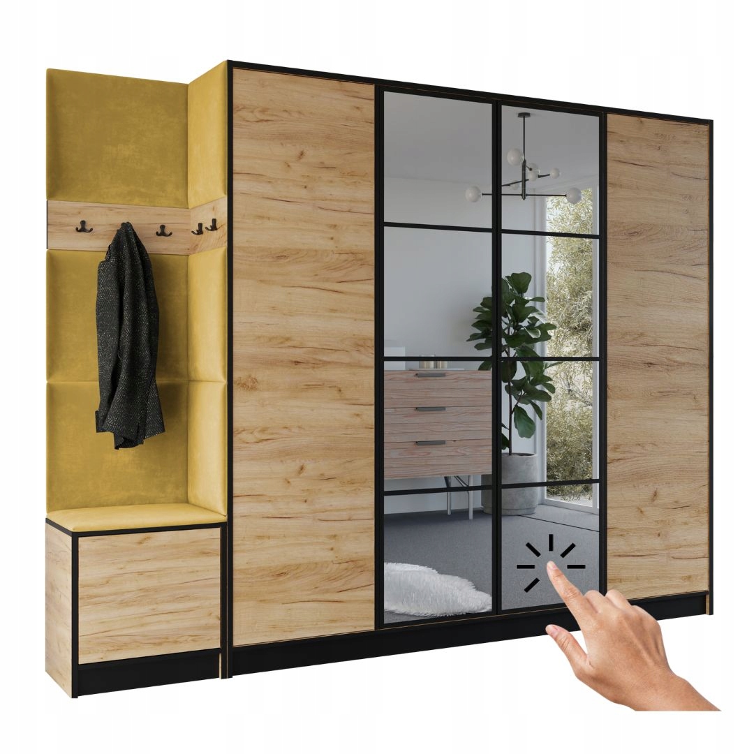 Šatní skříň Costa 15 dub craft zlatý žlutá tkanina Vzor 1