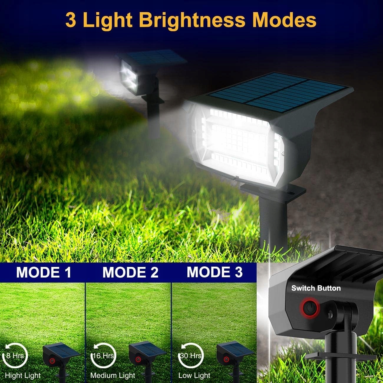 LOTMOS Solarlampy Zewnętrzne 8 Sztuk 72LED 6500K Wodoodporne — miniatura 3