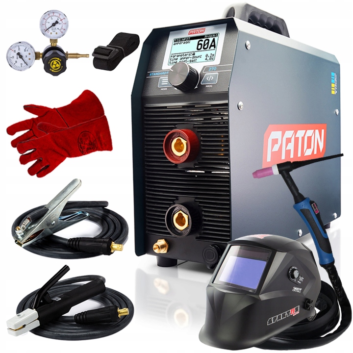 Tig Hf Mma svařovací stroj Paton StandardTIG 270A Set Přilba Držák Tig