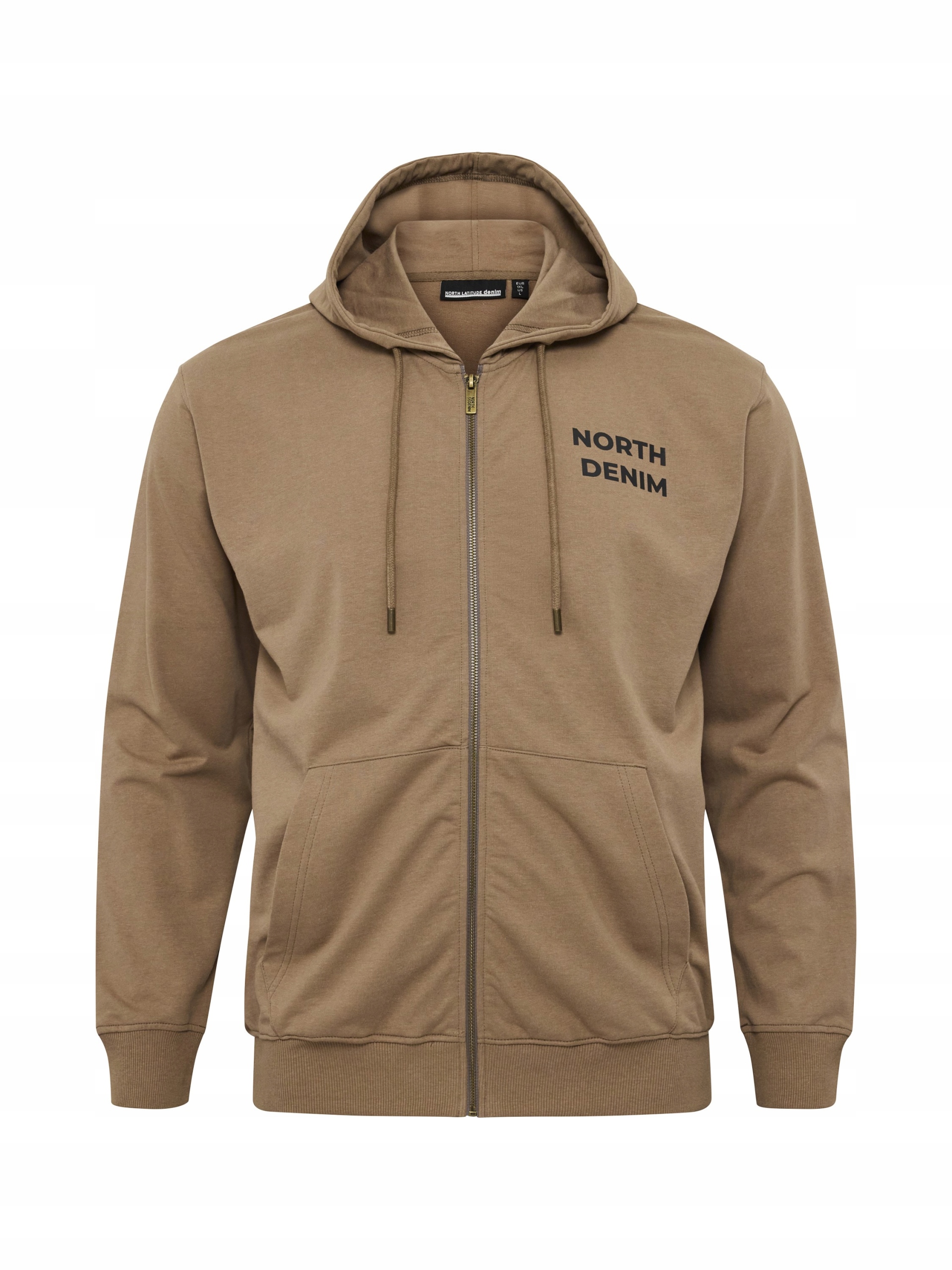 North Latitude Denimová Mikina S Kapucí Rozepínací Velké Velikosti Písková 3XL