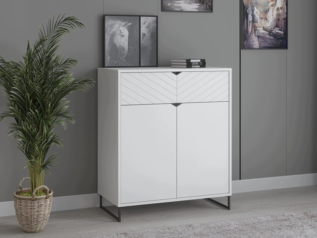 Komoda 80 cm z szufladą Estilo Biały Mat Styl Industrialny
