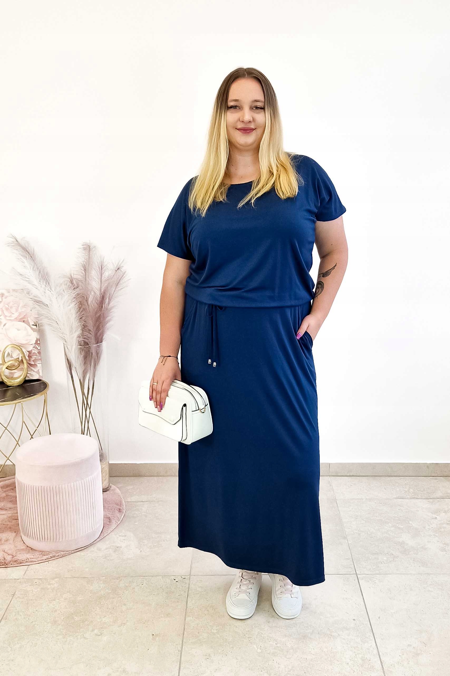 Modrá Dlouhá vázaná Šaty na léto 3