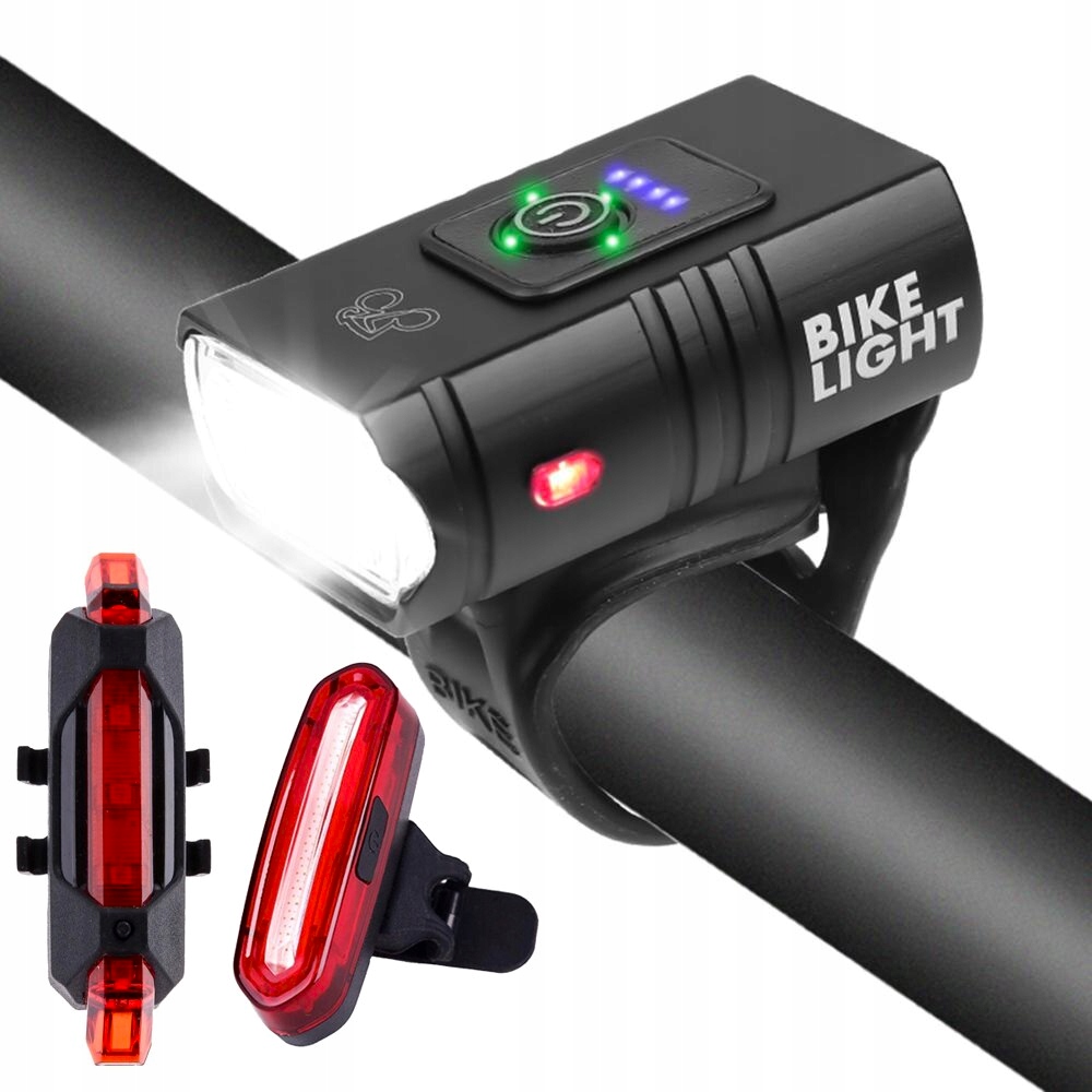 Lampka Rowerowa Usb Led Zestaw 2w1 Przód Tył