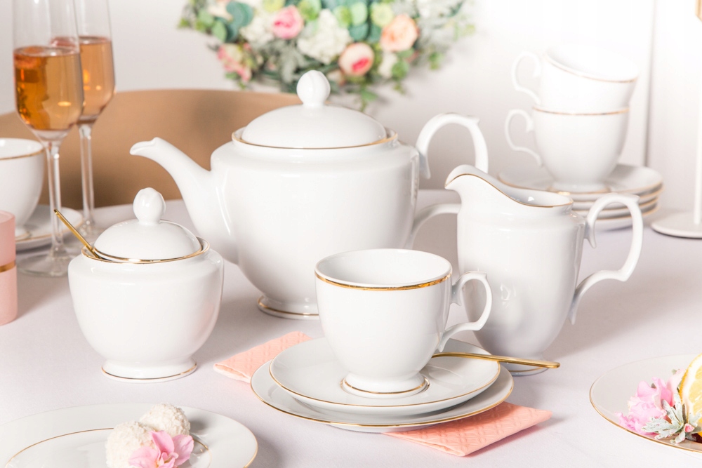 Čajovo-kávový porcelánový servis MariaPaula Zlatá línia 21 ks