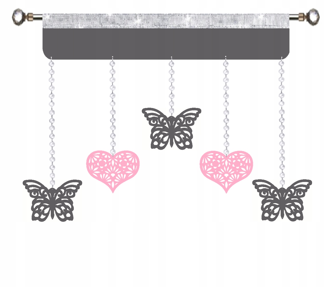 

Firana Panel ozdo ażur Girlanda motyl serce Glamur
