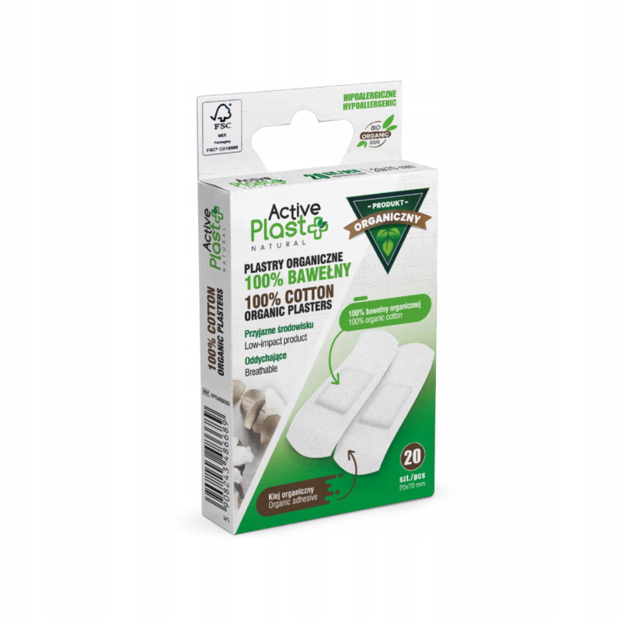 

Active Plast Plastry Opatrunkowe 100% Bawełny 2CMX