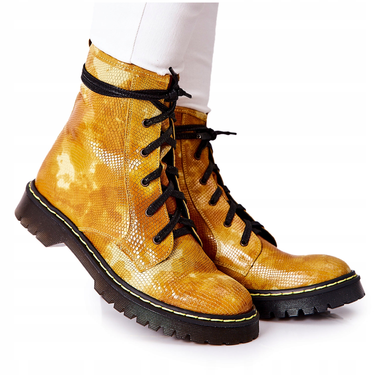 

Skórzane Damskie Botki Glany Workery 01609-47 41
