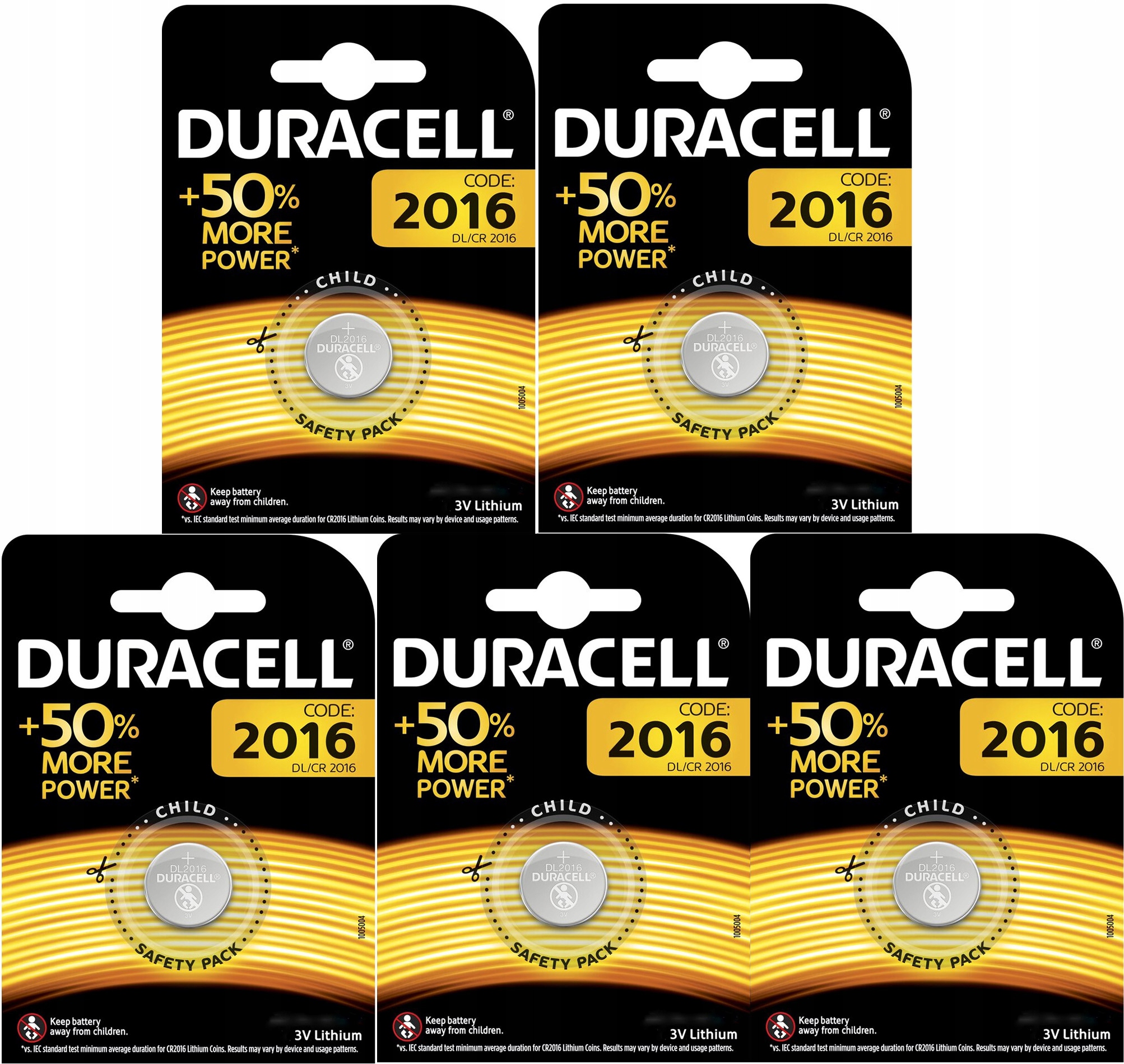 5x Bateria Litowa 3V Duracell CR2016 DL 2016