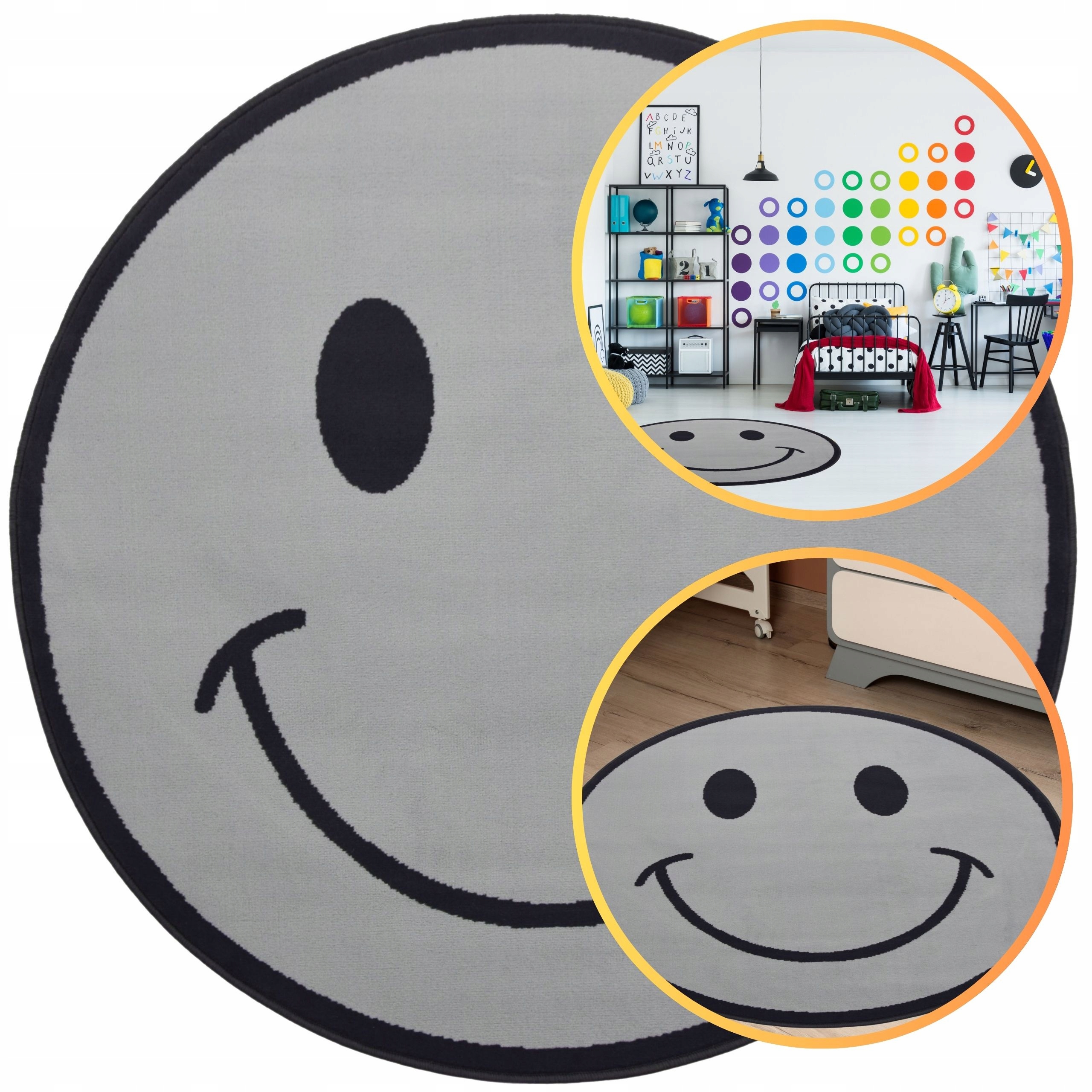 Koberec Kulatý Kruh 120 CM Venezia Šedý Kobereček Pro Děti