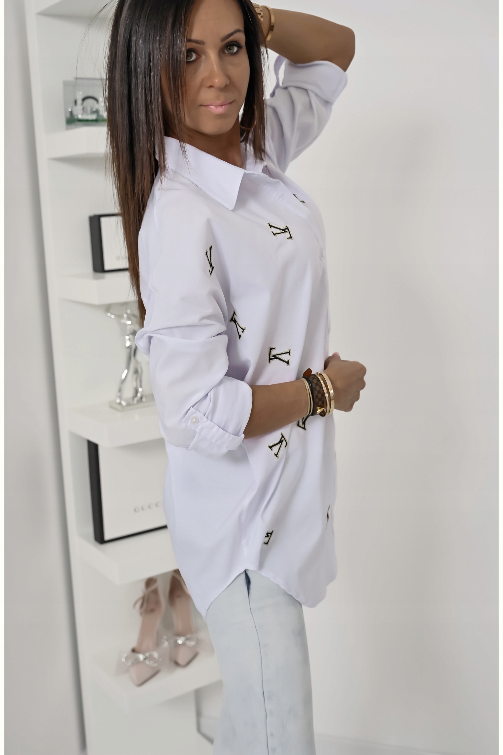 CASUALOWA KOSZULA OVERSIZE EMMELINE! WZ.10 L Kolor biały