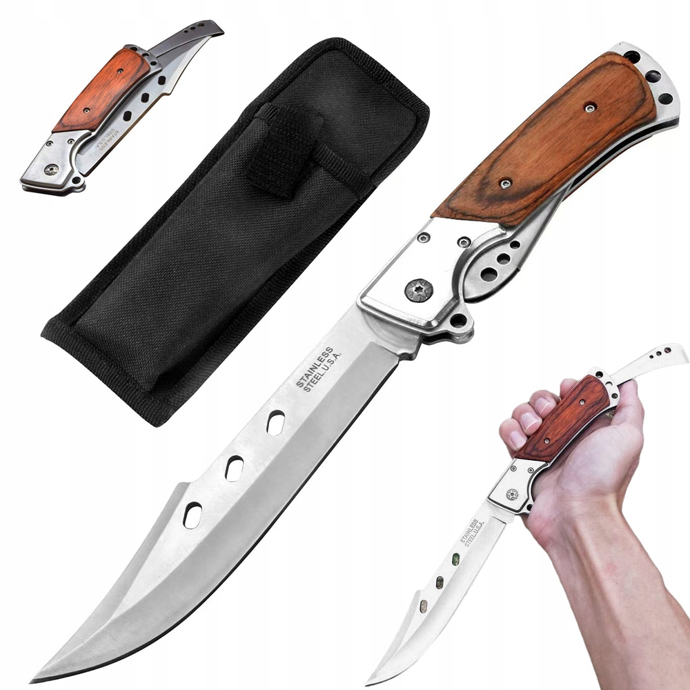 Nóż Składany Taktyczny 14CM Z Rękojęścią Metalową Do Kampingu Wędrowki