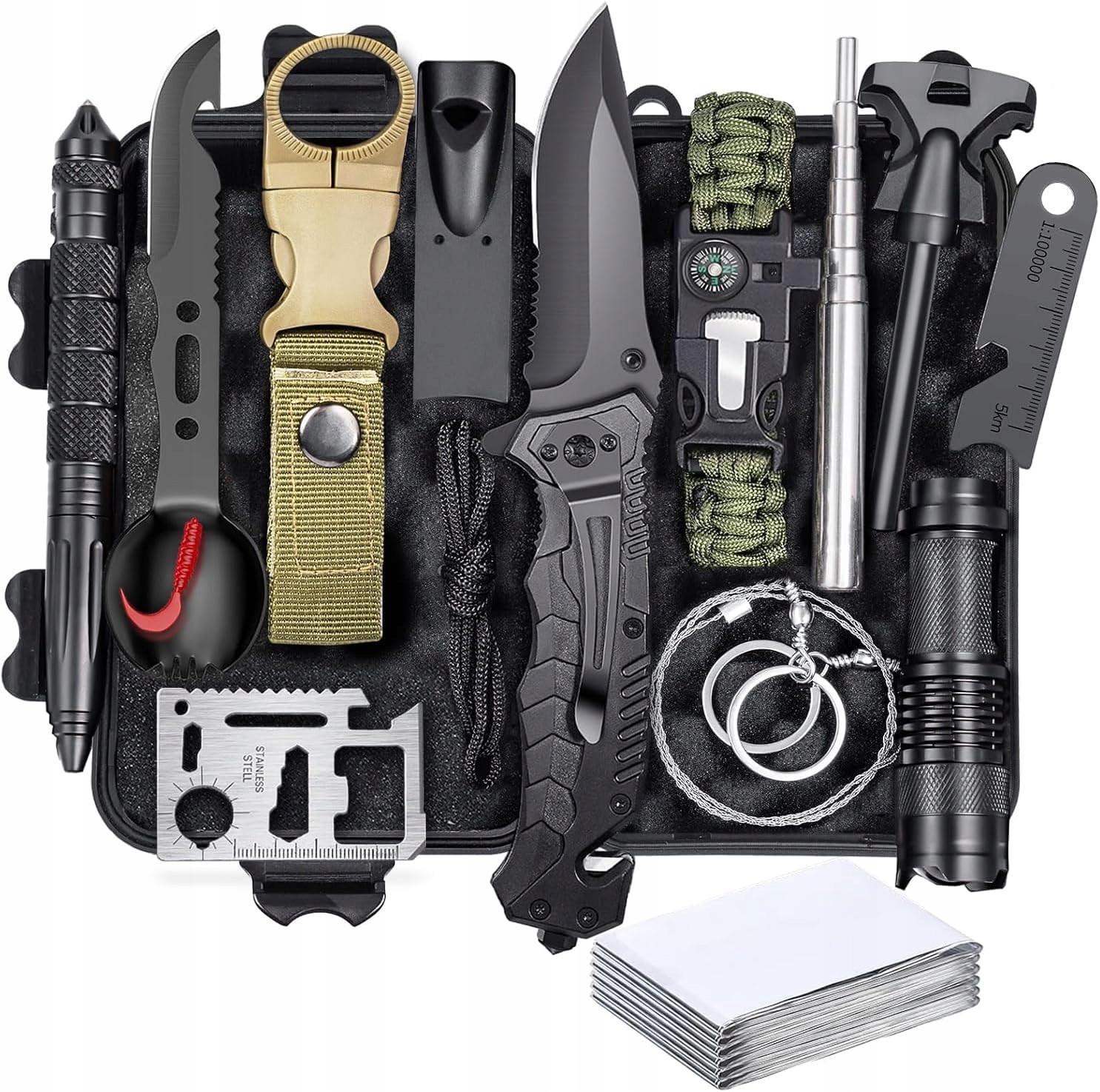 Survivalová Sada 13V1 Pro Kemping, Bushcraft, Turistiku, Lov, Záchranu