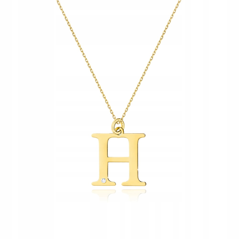 Zlatý náhrdelník s písmenem H, briliant, ryzost 585, velké písmeno s diamantem