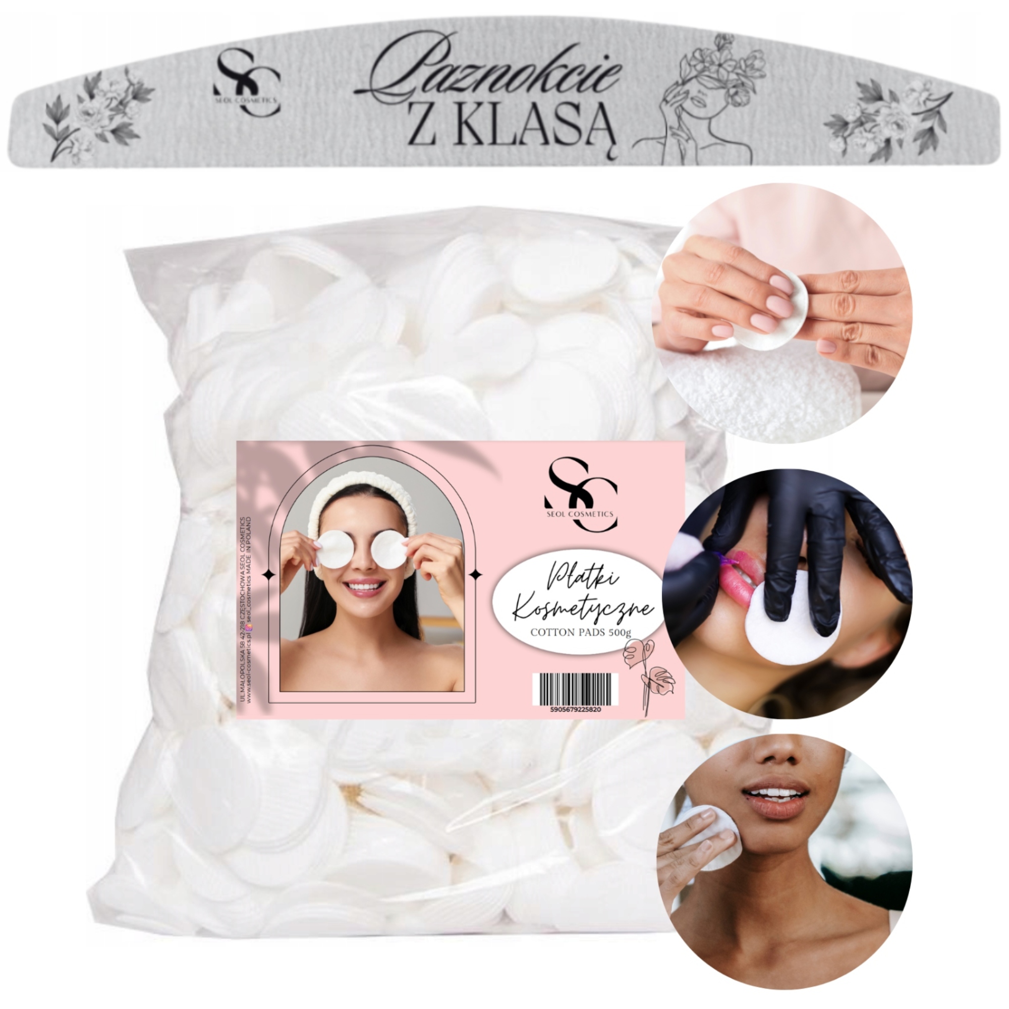 Bawełniane waciki płatki kosmetyczne bawełna Duże opakowanie 500g Pilnik