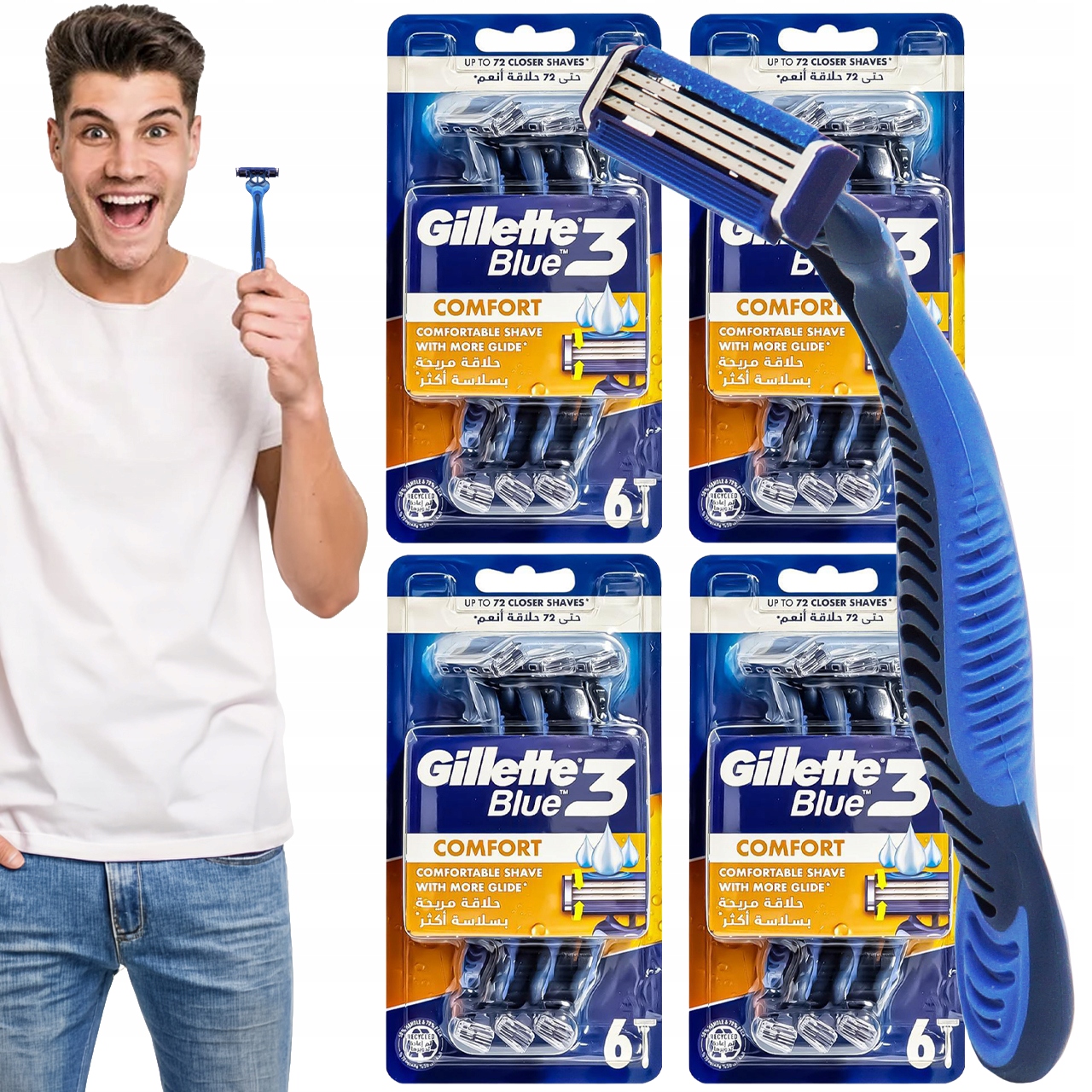 Na Jedno Použití Holicí Strojky Gillette Blue 3 Comfort 24 kusů
