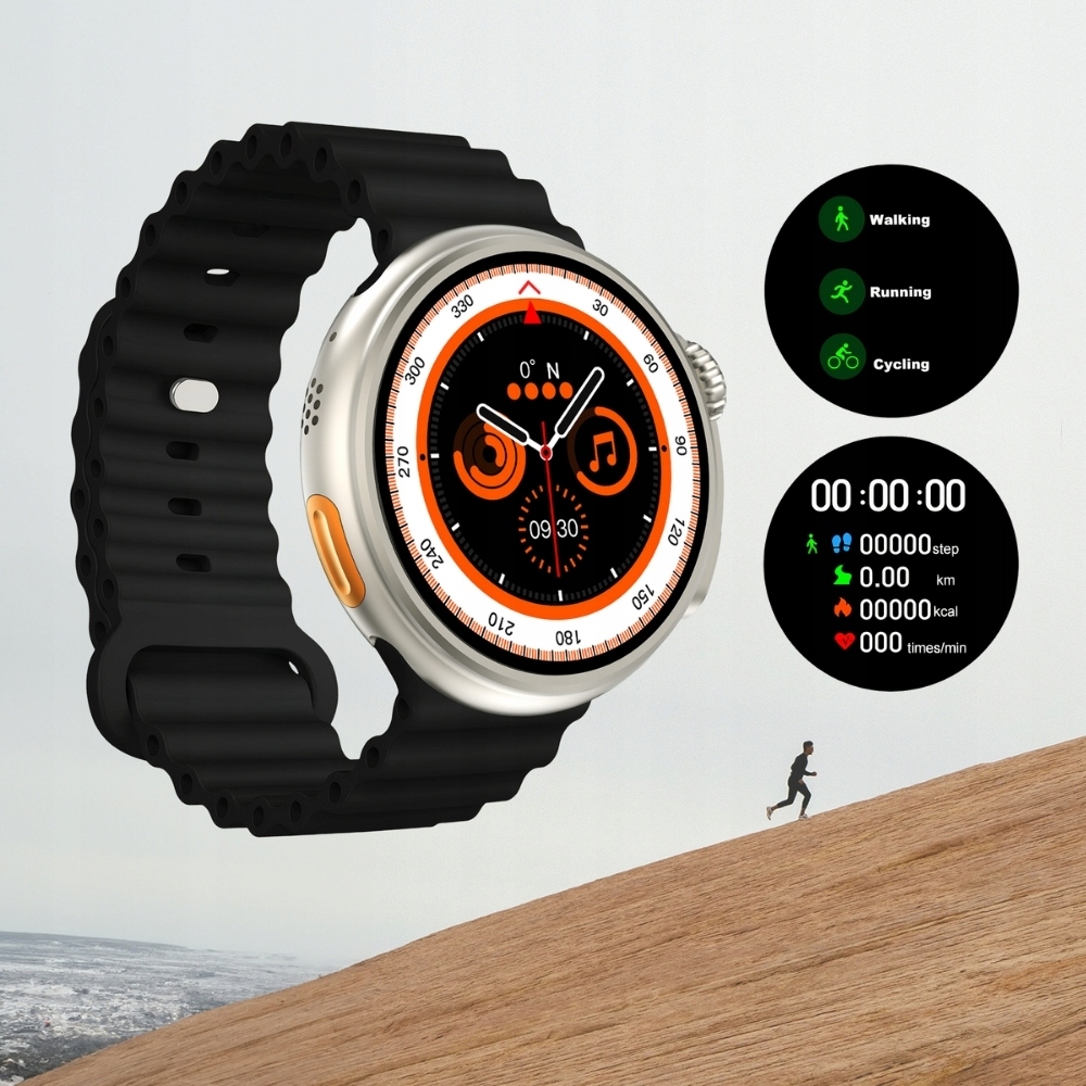 Smartwatch Zegarek Metal AMOLED menu PL Rozmowy EKG Android iOS + 2 paski Transmisja danych brak