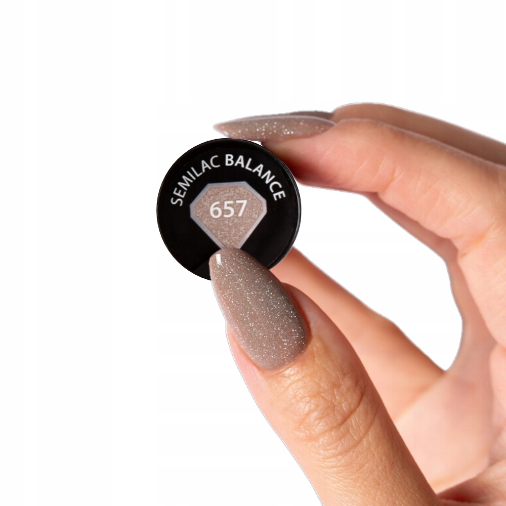 Semilac Lakier Hybrydowy Do Paznokci Balance 657 Szary Beż z Drobinkami 7ml Marka Semilac