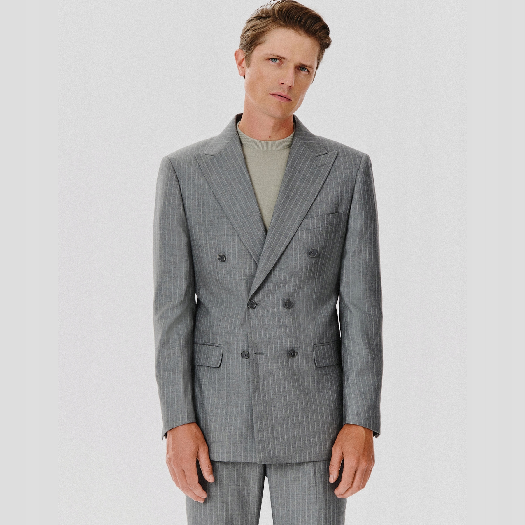 Šedá sako obleková bunda s pruhem Pako Lorente vel