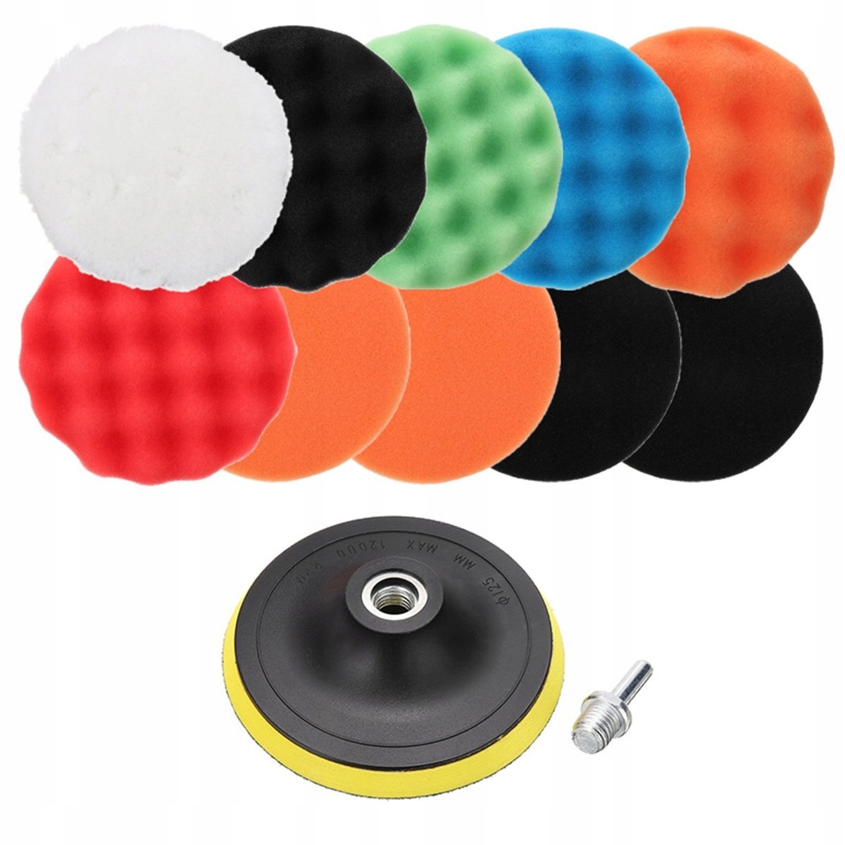 Zestaw Gąbek Polerskich Pady Na Wiertarkę 80MM 12 Elementów