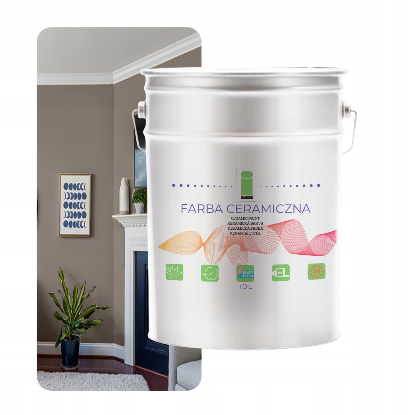 Umývateľná Keramická Farba Na Stenu Šedá Teplá 10 L Odolná Voči Škvrnám