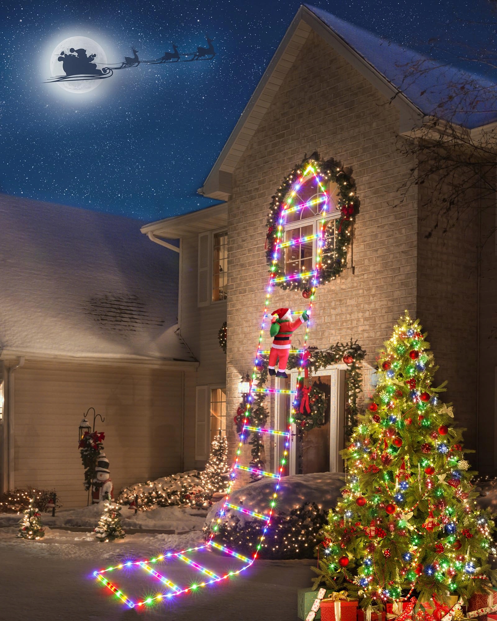 ISHABAO LAMPKI ŚWIĄTECZNE DRABINA TIMER 8 TRYBÓW KOLOROWE 3M 300 LED — miniatura 6